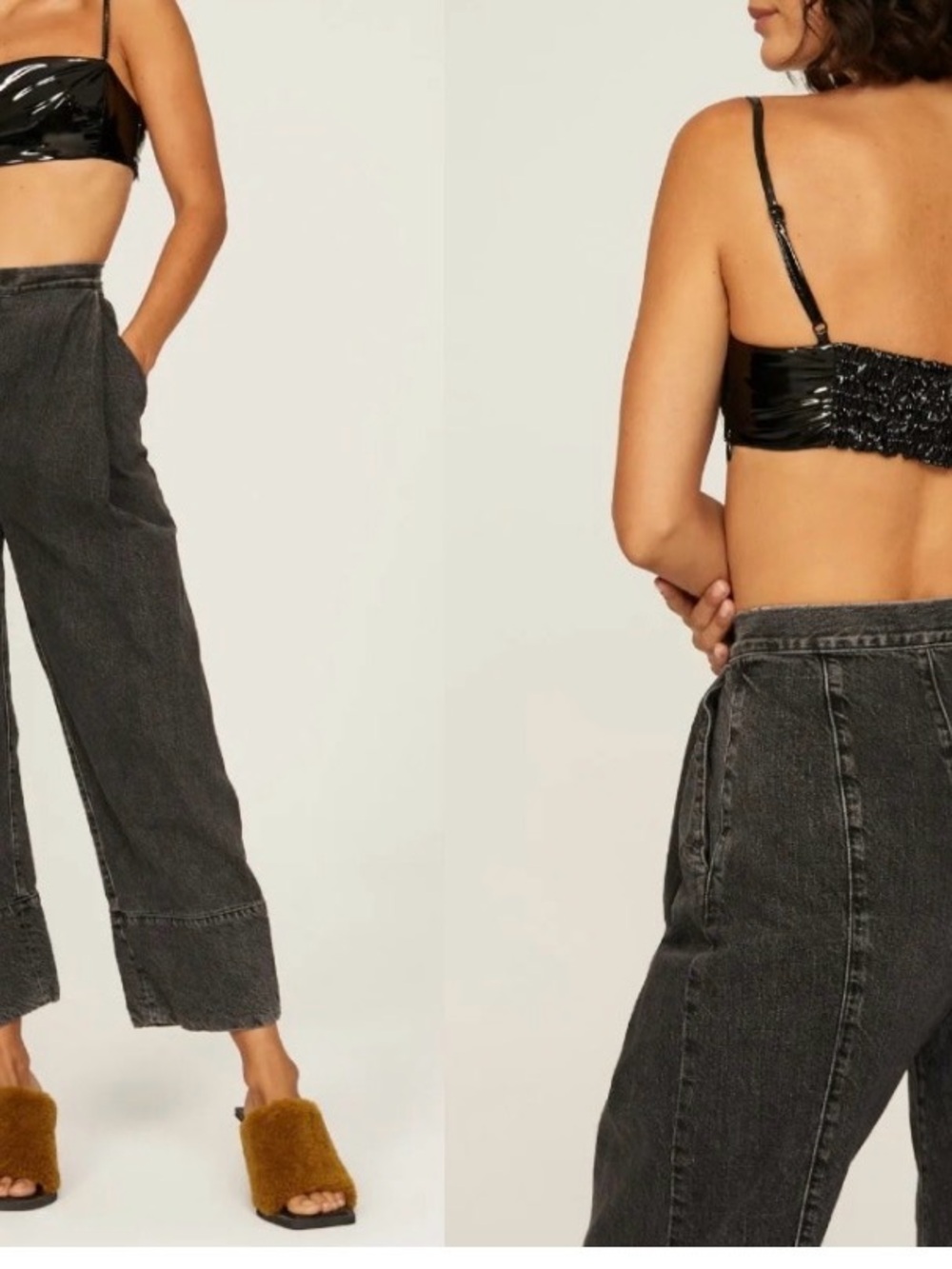 Rachel Comey Black Mano Bra Top Vinyl Bandeau Cropped